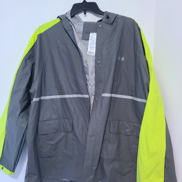 COLEMAN RAIN JACKET- MENS XL/2XL | GRAY & NEON YELLOW | WORKWEAR + GORPCORE - Picture 3 of 11